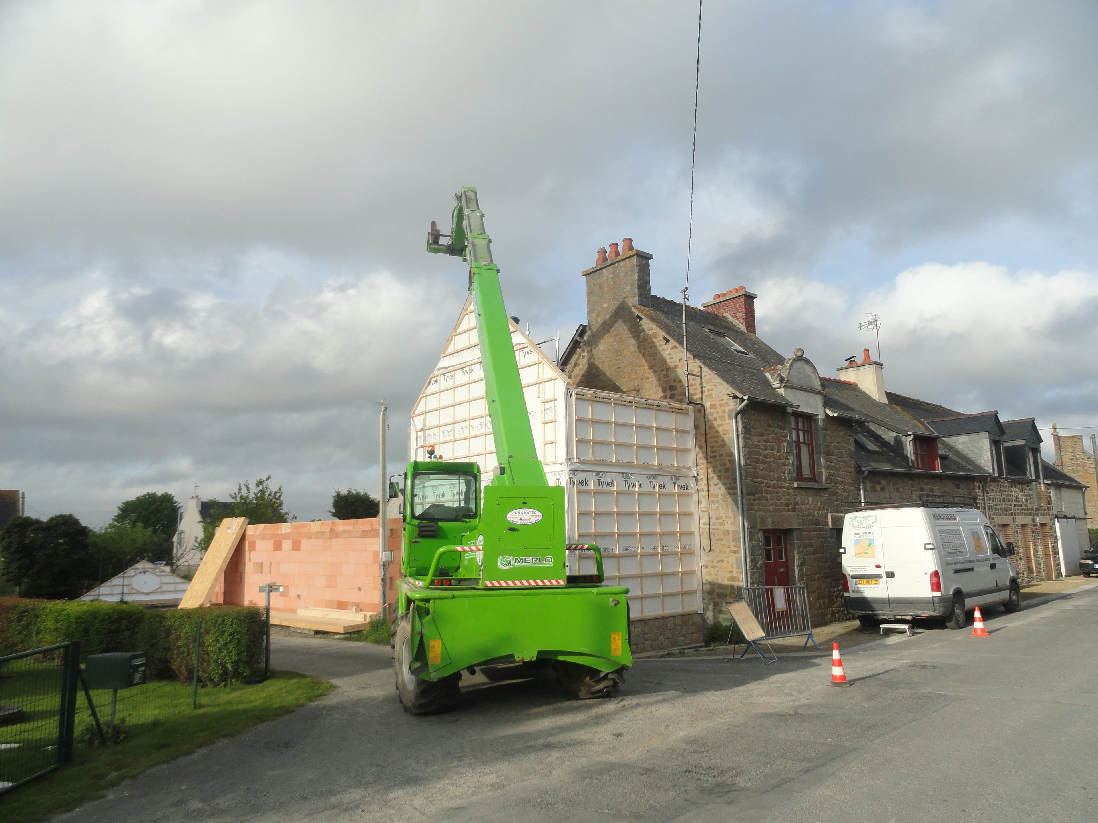 Chantier d'agrandissement ossature bois