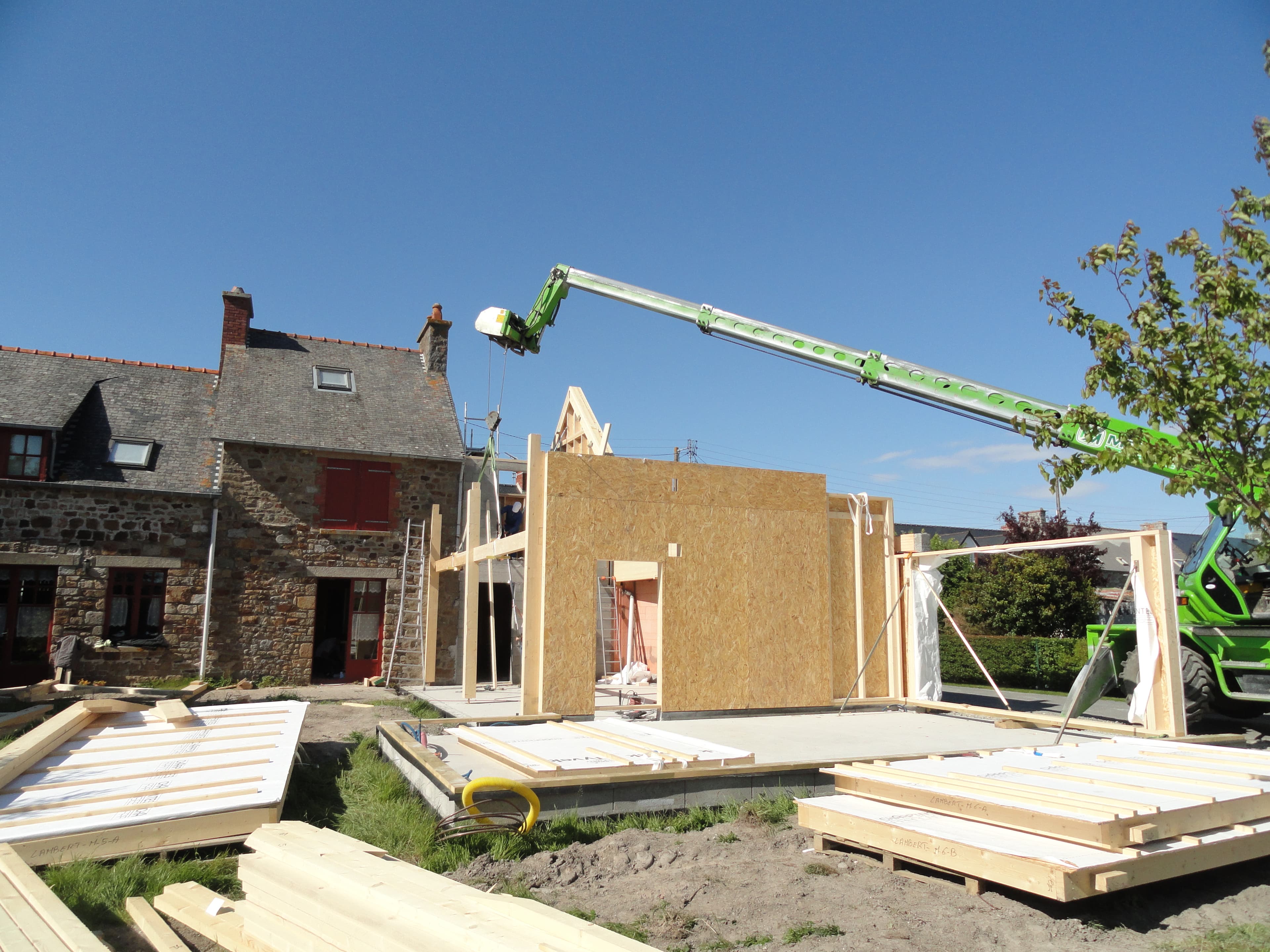 Chantier d'agrandissement ossature bois
