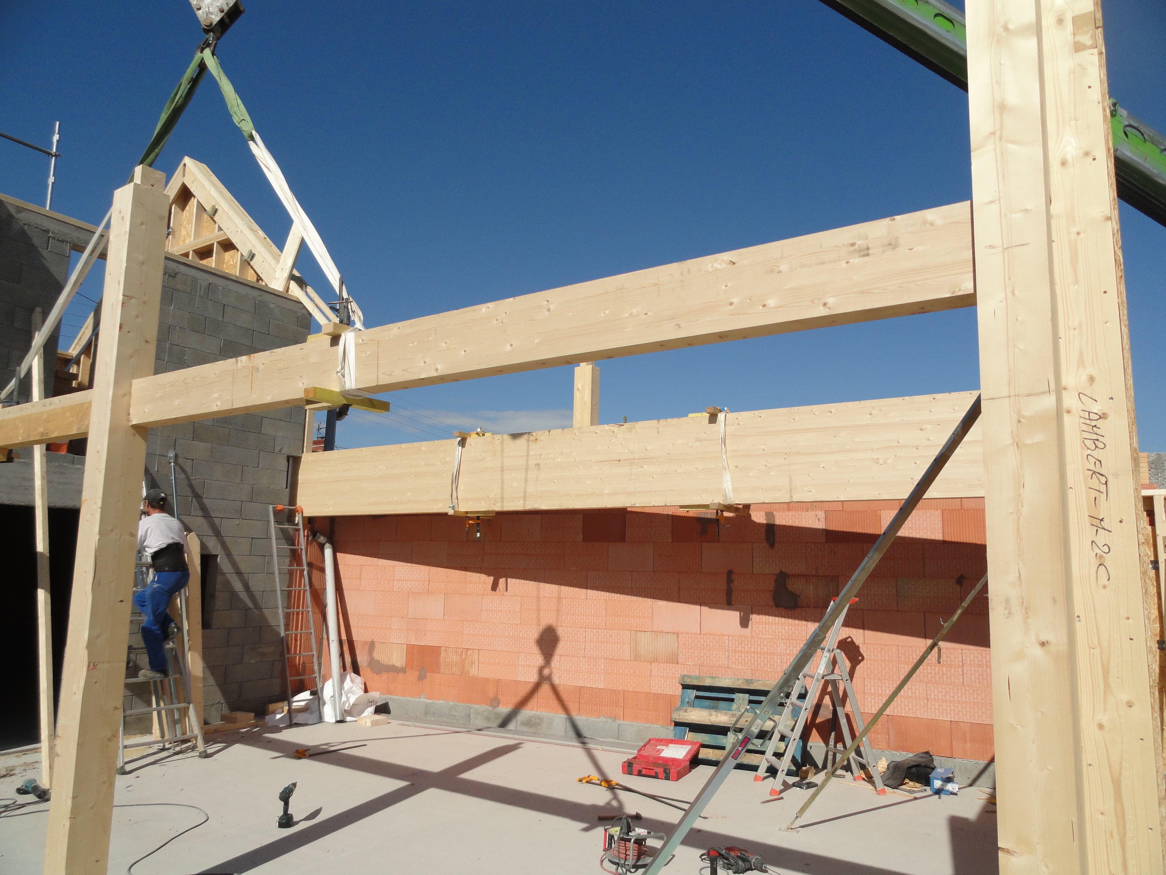 Chantier d'agrandissement ossature bois