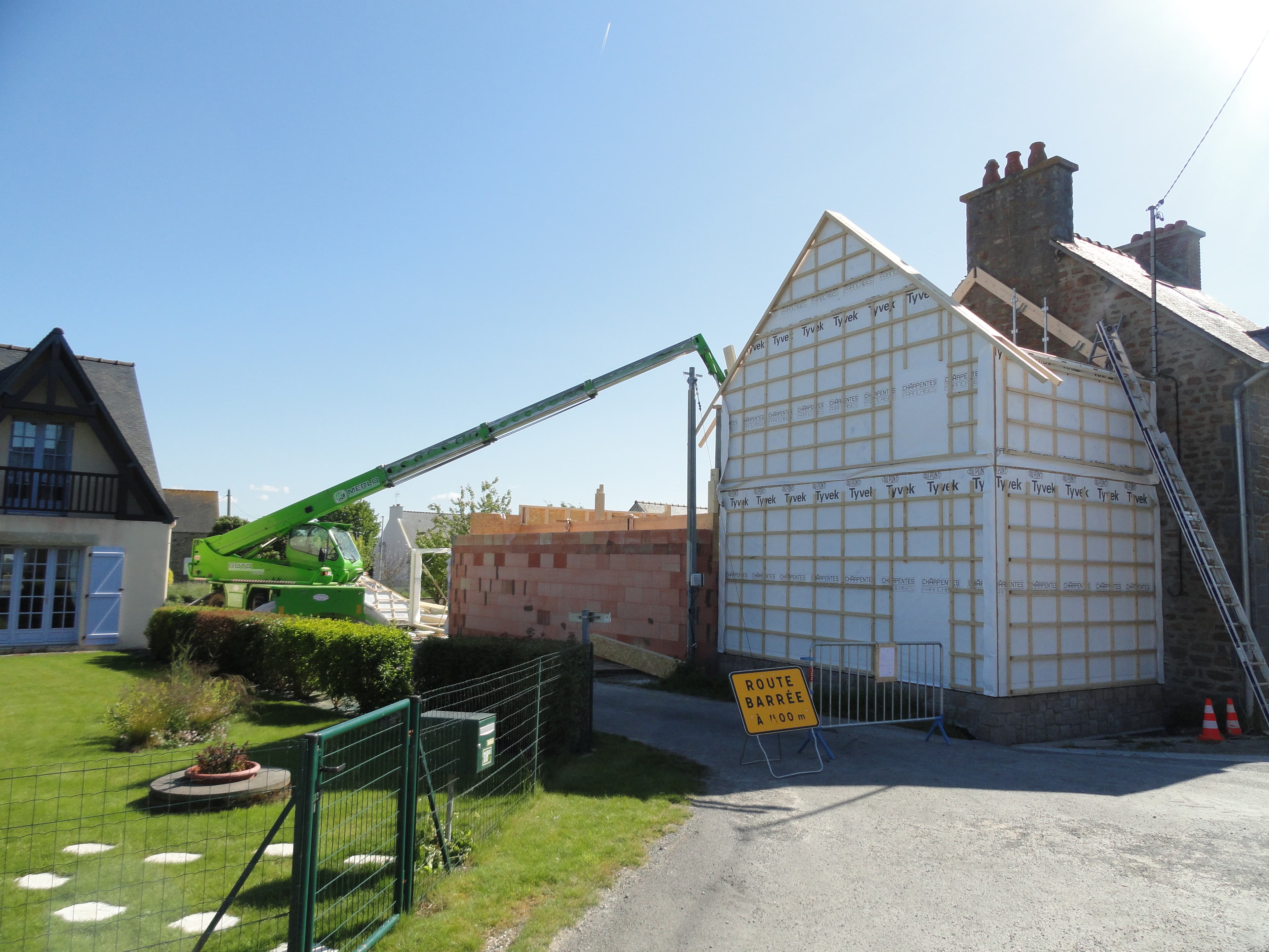 Chantier d'agrandissement ossature bois