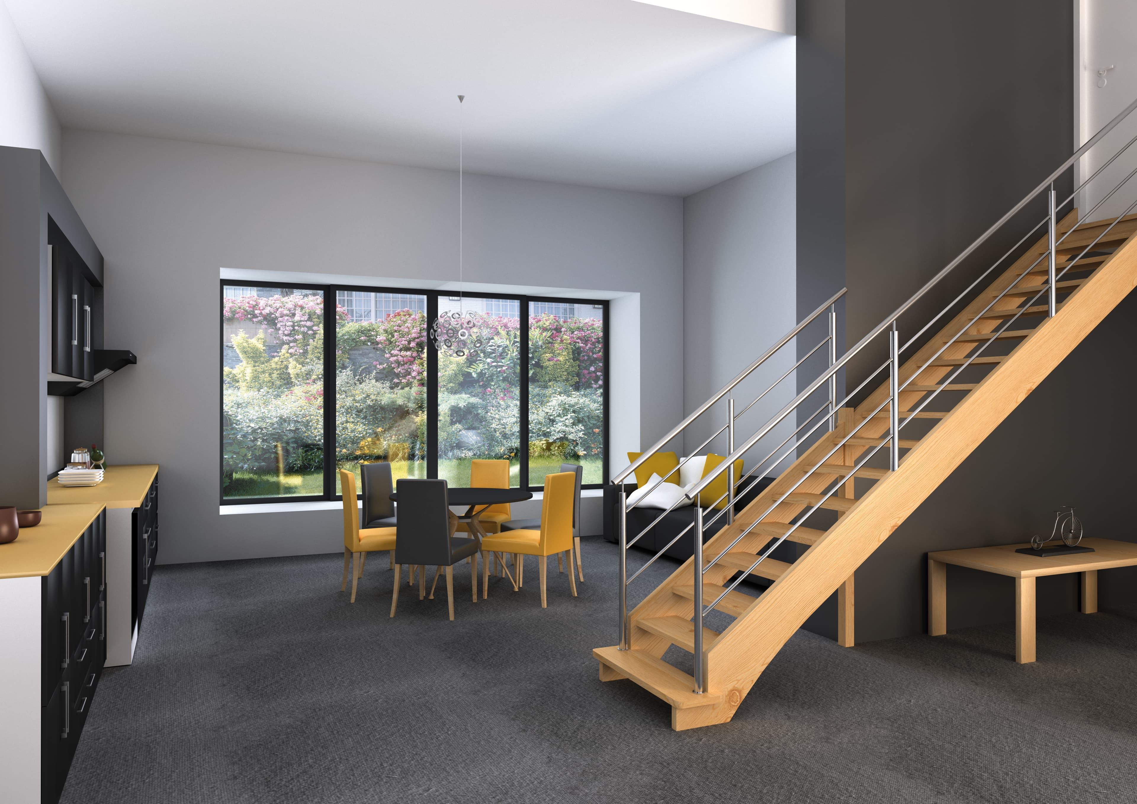 Aménagement escalier bois et aluminium